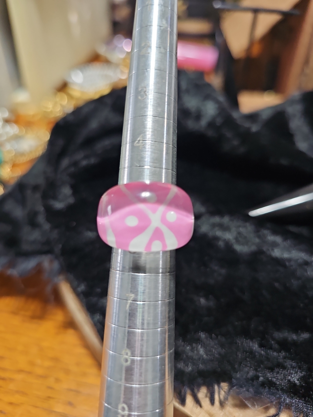 Pink Patterned Resin Statement Ring - Women Accessories